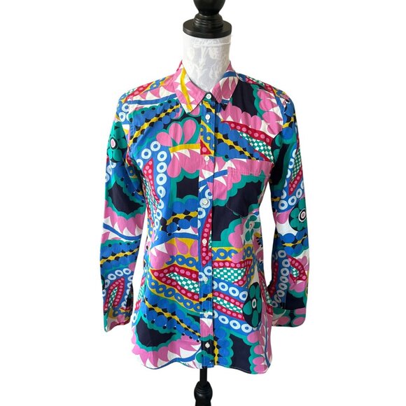 J. Crew Tops - J.Crew Womens Classic Ratti Kaleidoscope Shirt Button Down Collared Size 2 NWT